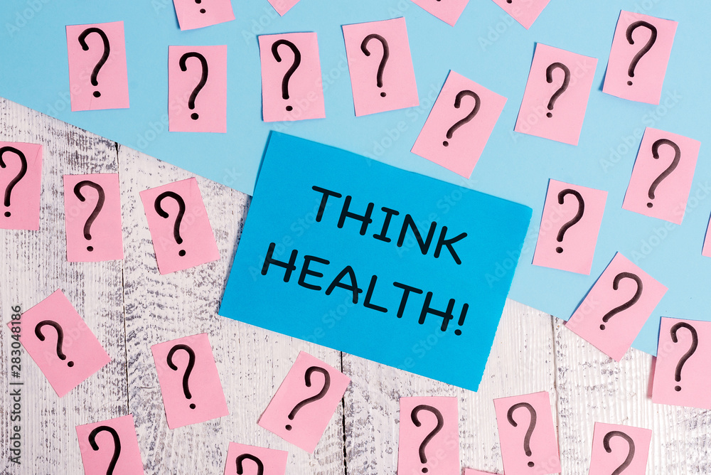 Word writing text Think Health. Business photo showcasing state of complete physical mental and social well being Scribbled and crumbling papers with thick cardboard above wooden table Word writing text Think Health. Business photo showcasing state of complete physical mental and social well being Scribbled and crumbling papers with thick cardboard above wooden table