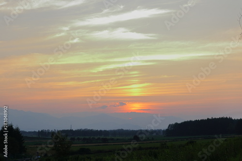 北海道 十勝の夕暮れ