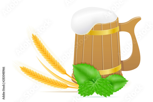hops and wheat ingredients for making beer vector illustration
