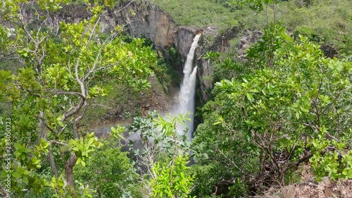 Waterfall Canyon in Brazil Green Valley forest - Zoom In