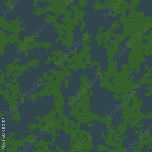 Urban UFO camouflage of various shades of green and blue colors