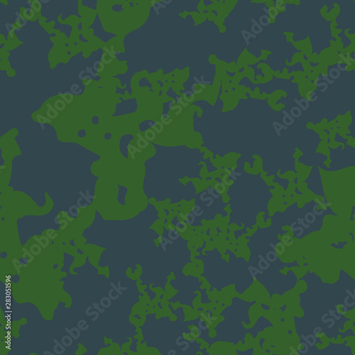 Urban UFO camouflage of various shades of green and blue colors