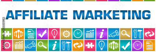 Affiliate Marketing Colorful Box Grid Business Symbols 