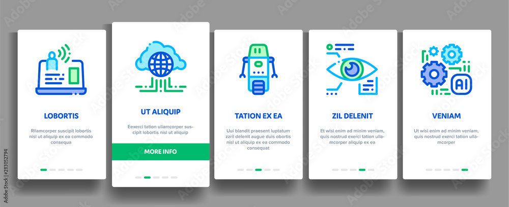 Artificial Intelligence Vector Onboarding Mobile App Page Screen ...