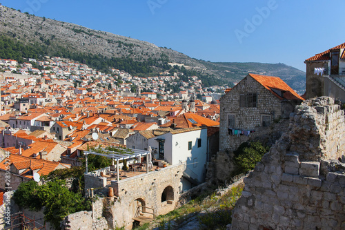 Overlooking the rooftops of Dubrovnik Croatia from city wall