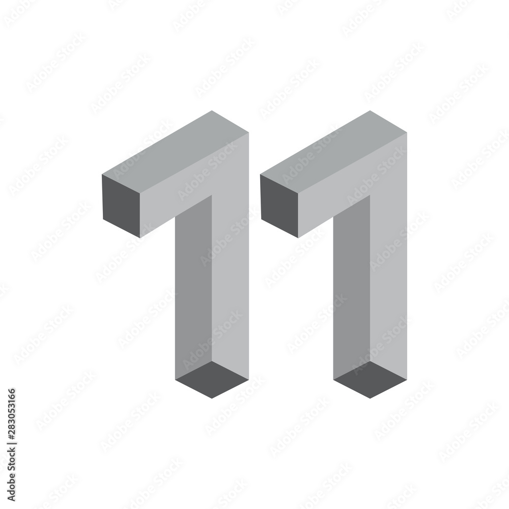 number 1 11 3d shadow symbol vector number 1 11 3d shadow symbol vector