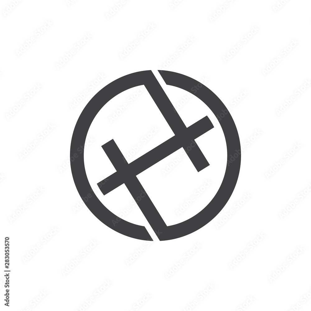 Fototapeta premium Printletter h circle geometric line logo vector