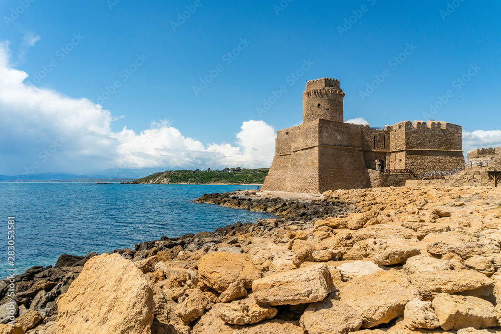 Aragon fortress from XV century  in La Castella, Calabria, Italy