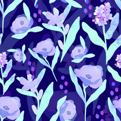 Acrylglasbilder Dunkelblaue Muster Buntes Blumenmuster Frühling Sommer  © Francisca