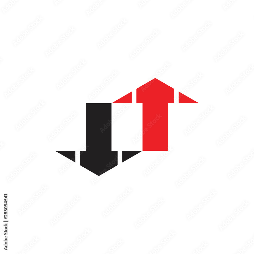 simple geometric opposite arrow exchange symbol logo vector