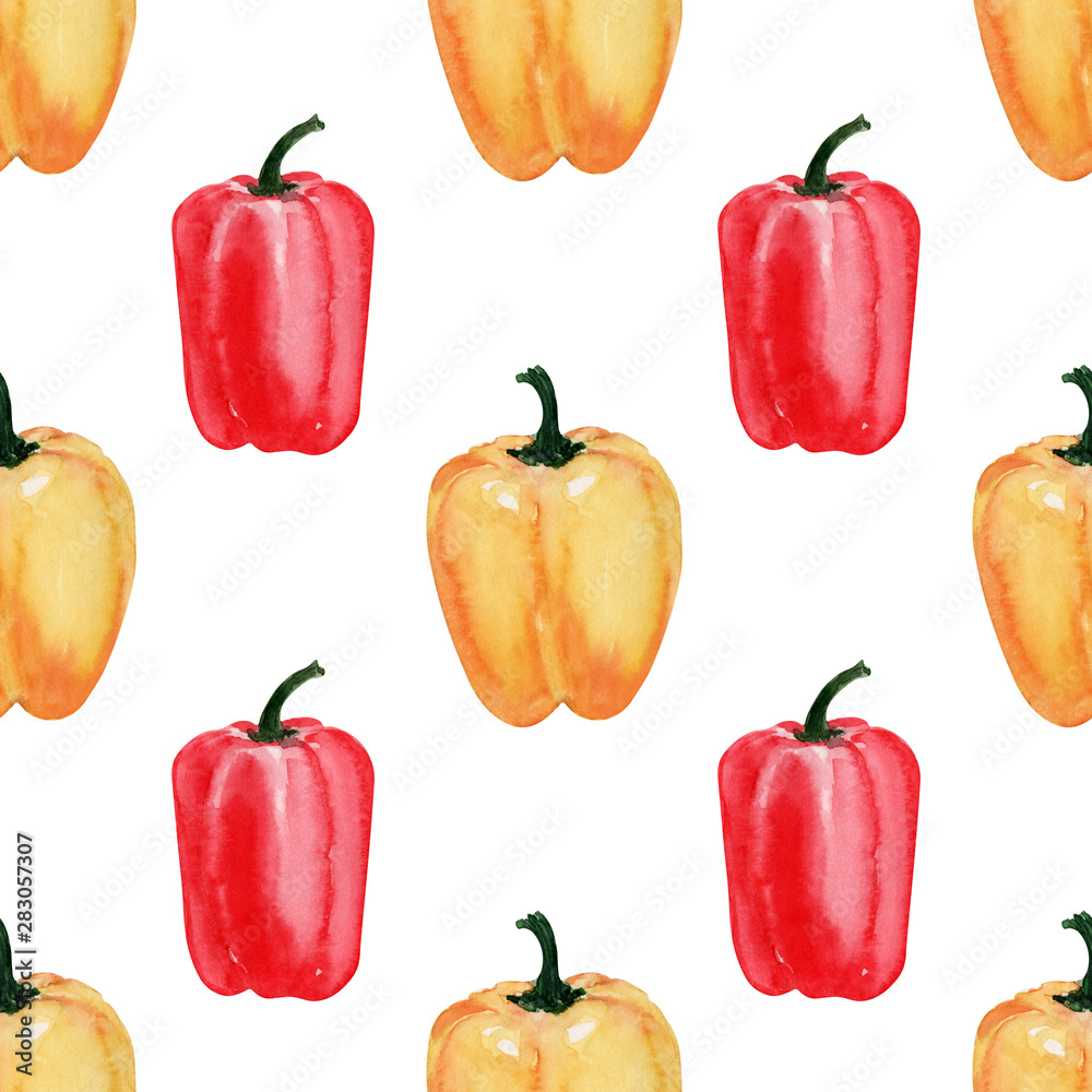 Watercolor background image of Fresh peppers Watercolor background image of Fresh peppers