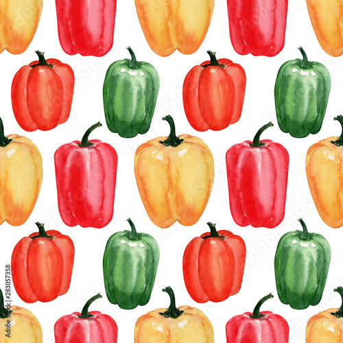 Watercolor background image of Fresh peppers