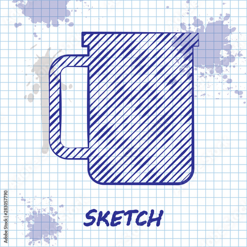 Sketch line Coffee cup flat icon isolated on white background. Tea cup. Hot drink coffee. Vector Illustration