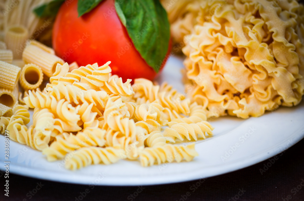 fresh italian pasta close up view