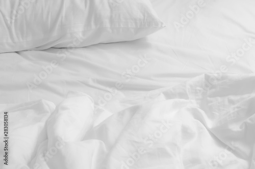 Close up of bedding sheets with copy space.