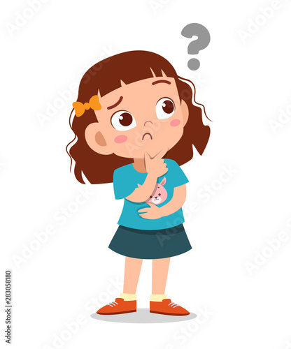 kid with question mark curious vector