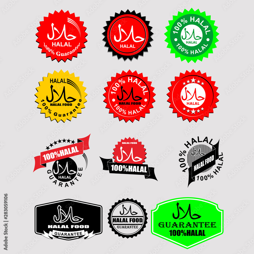 HALAL, set of vector badges and labels HALAL, set of vector badges and labels