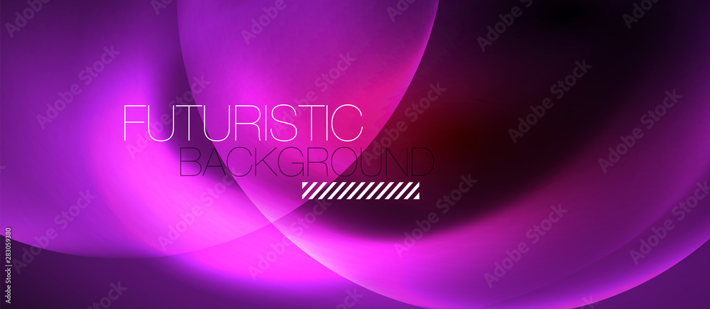 Shiny neon circles abstract background