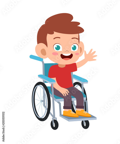 kid disabled on wheelchair vector