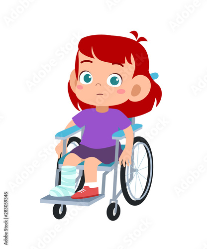 kid disabled on wheelchair vector