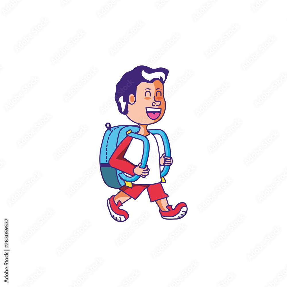 cute little student boy with bag school cute little student boy with bag school