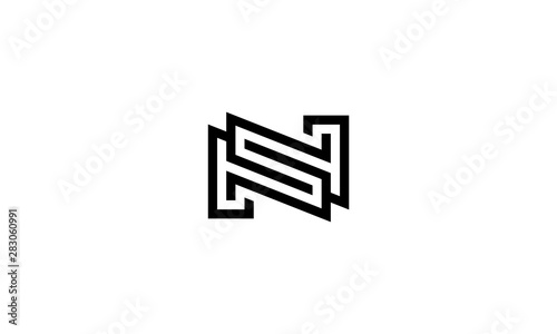 Black white initial letter N with S logo