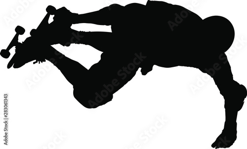 Skaterboarder silhouette in black vector