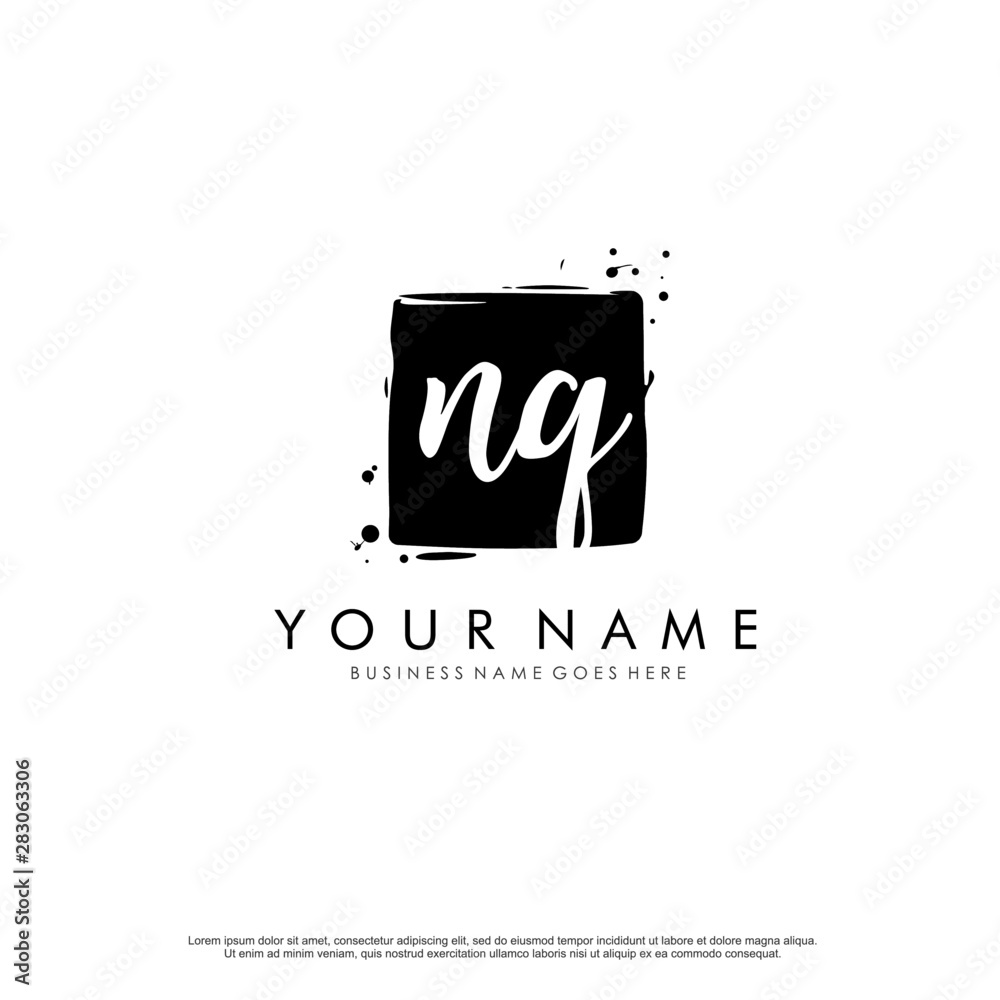 N Q NQ initial square logo template vector