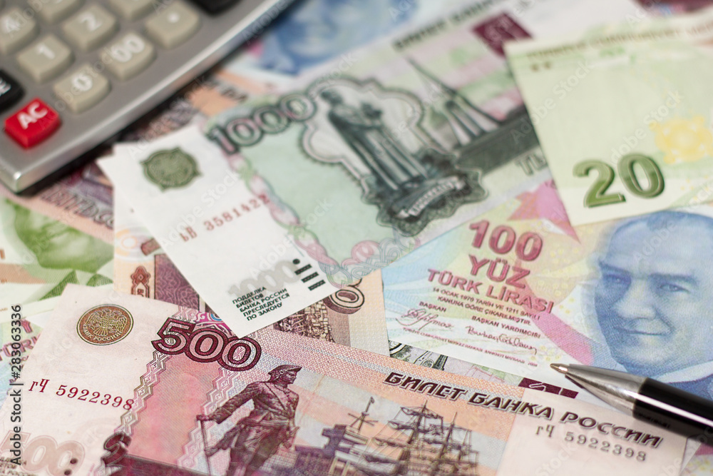 Two european currencies - Russian ruble and Turkish Lira Two european currencies - Russian ruble and Turkish Lira