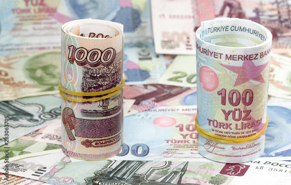 Two european currencies - Russian ruble and Turkish Lira Two european currencies - Russian ruble and Turkish Lira