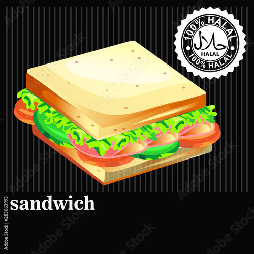 HALAL, sandwich with ham and cheese