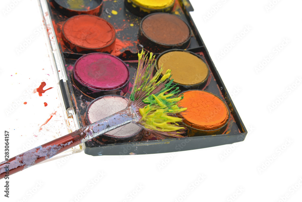 Naklejka premium watercolors of various colors on background