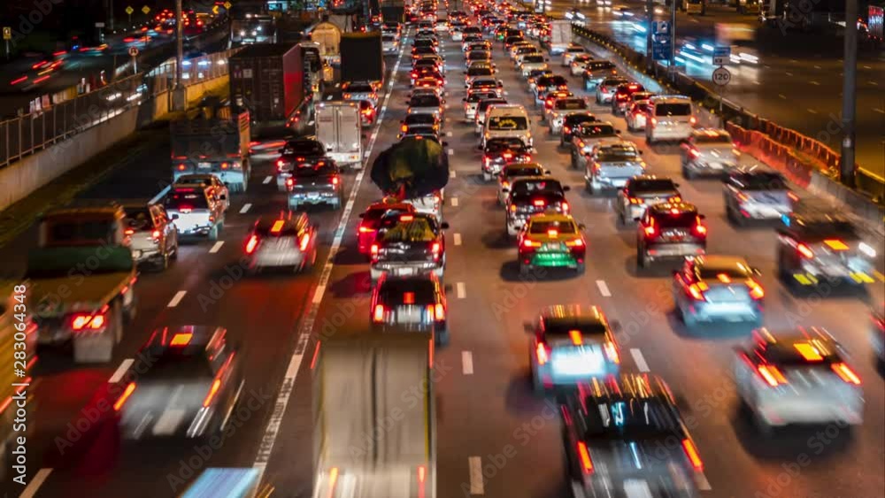 traffic jam at express way Rush hour in bangkok thailand