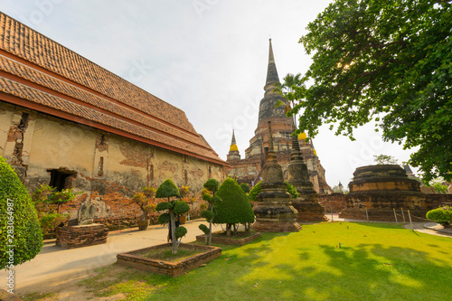 Ruin Pagoda of Wat Yai Chaimongkol in Ayutthaya  Thailand.