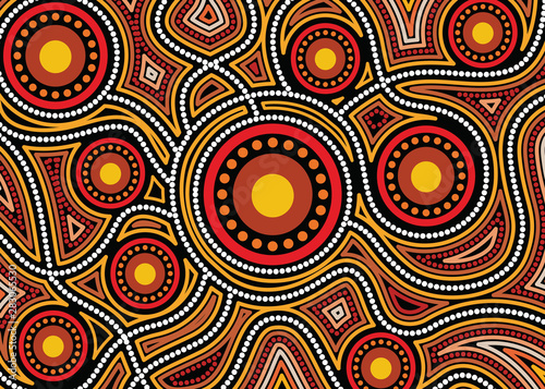 Aboriginal dot art vector background. Connection concept