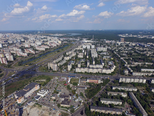 Residential area of Kiev at summer time  drone image 