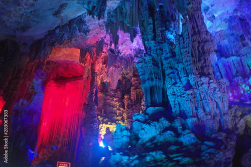Landscape of colorful limestone cave