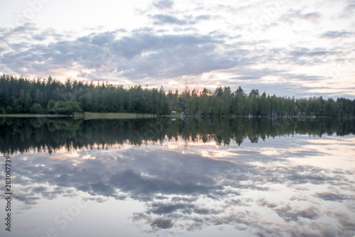 Summer evening lake in Finland.