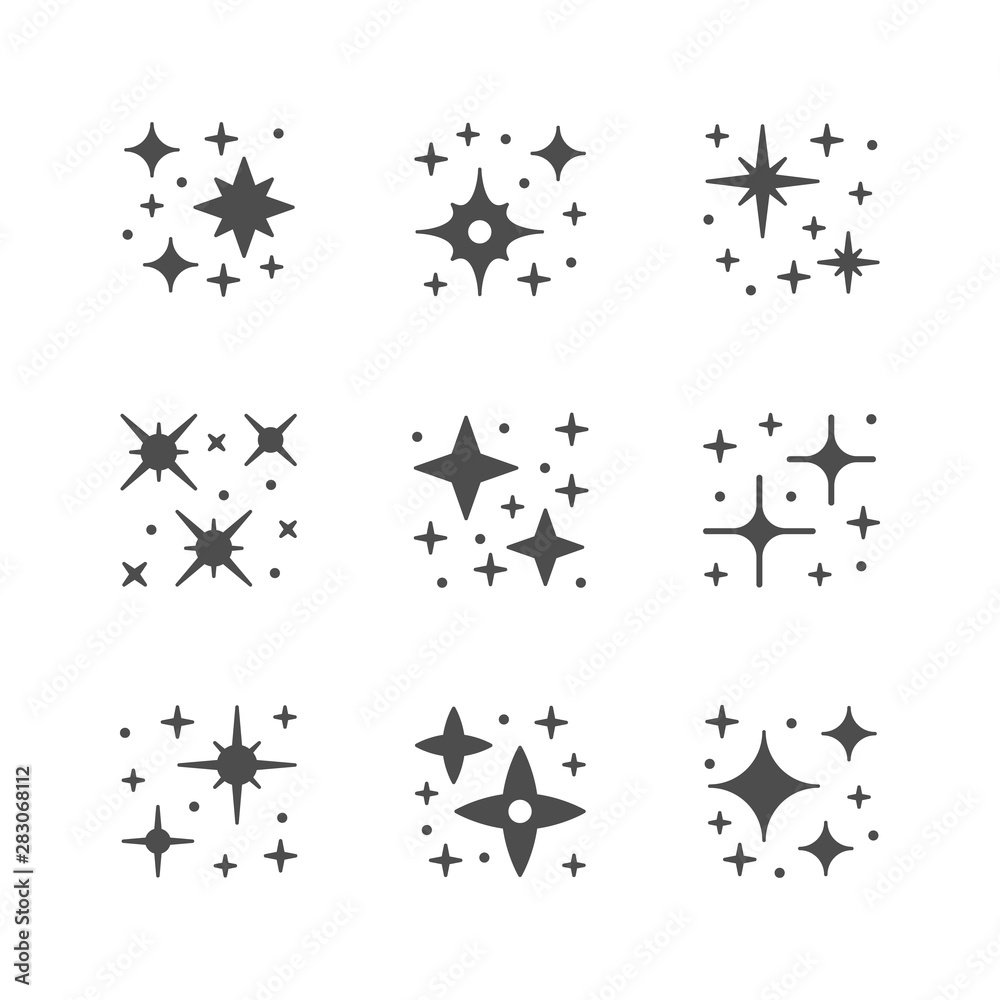 Set icons of sparkling and twinkling