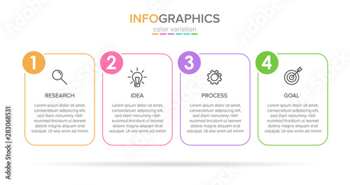 Vector infographic label template with icons. 4 options or steps. Infographics for business concept. Can be used for info graphics, flow charts, presentations, web sites, banners, printed materials.