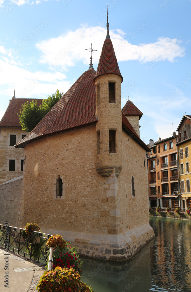Inner city of Annecy in france and the old house