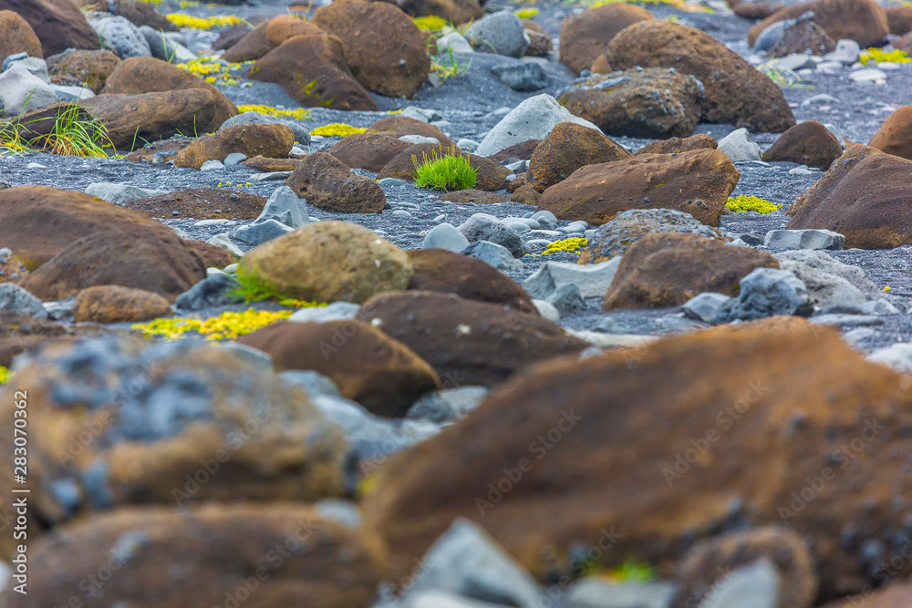 Close up pictures of stones at beach on Iceland