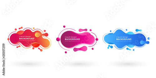Set of abstract liquid color abstract geometric shapes. Fluid gradient elements for minimal banner, logo, social post, background. Futuristic trendy dynamic elements - Vector