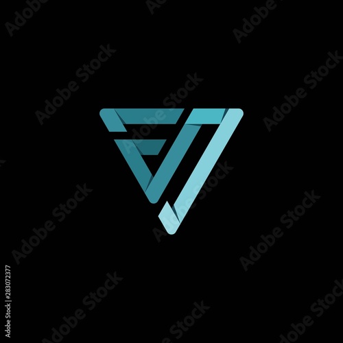 simple typography ev triangle vector logo