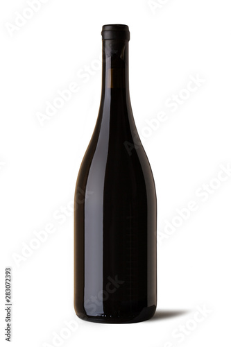 bottle of red wine isolated on white background