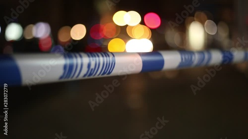 UK Police Tape at Night photo