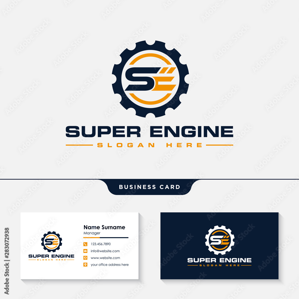 Initial se engineering logo design template vector