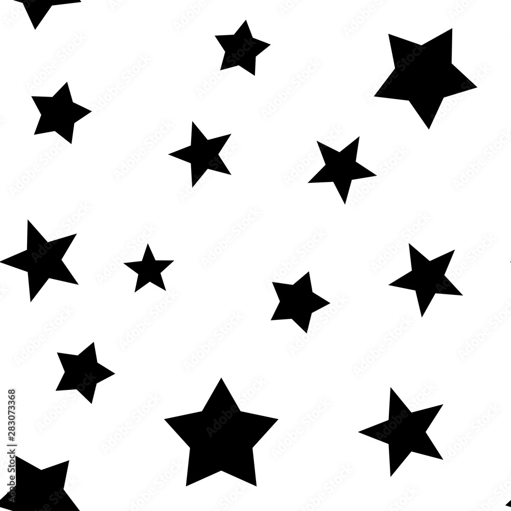 Fototapeta premium Stars seamless pattern. Star elements in random order texture background. Black and white.