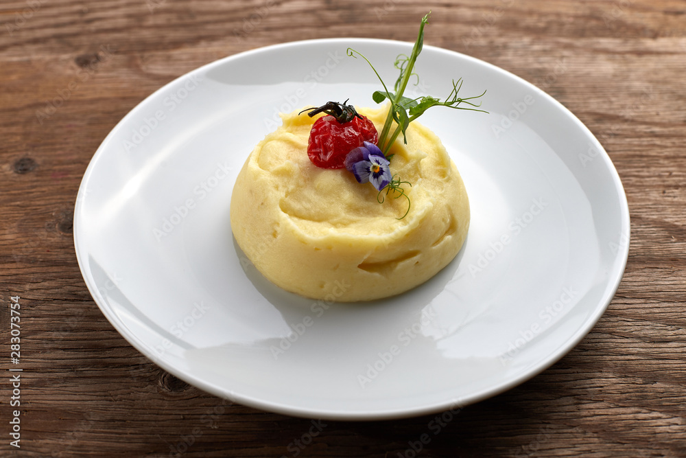 Mashed potatoes on a white plate Mashed potatoes on a white plate