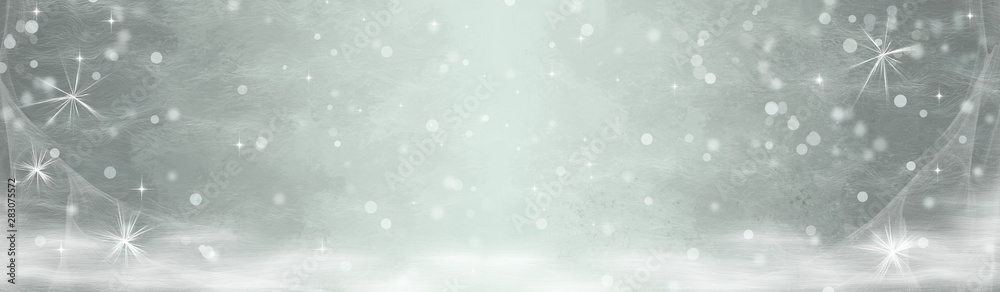 Christmas shining background New Year, silver snowflake, fantastic blurred cloud and sky gradient, soft focus, glittering sparkling stars, burning lights, dream, pink pastel colors, 3d rendering